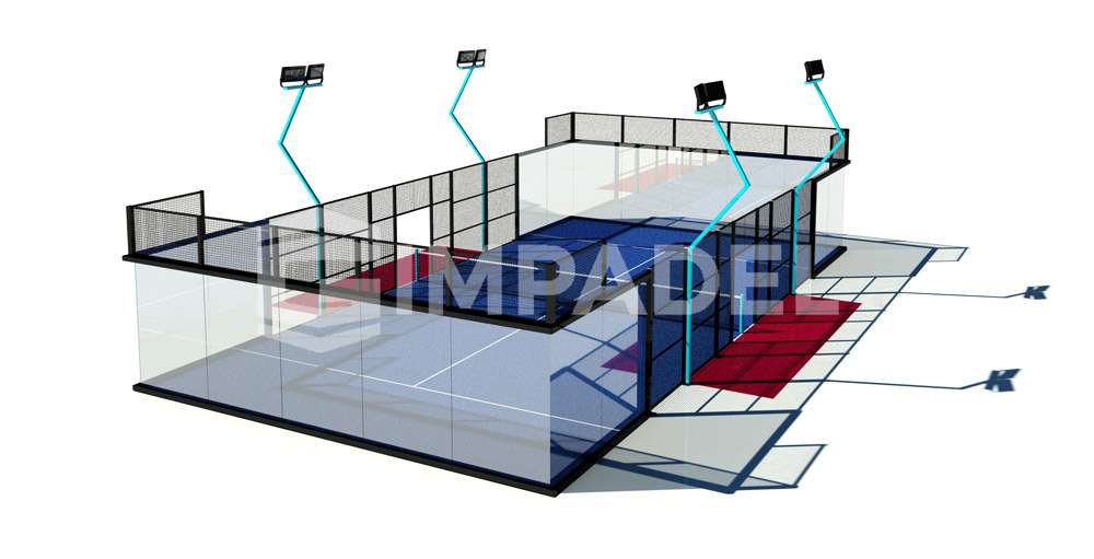 Una pista extraordinaria, con aspecto técnico y arquitectónico inmejorable. Dirigida especialmente para la élite del pádel, exhibiciones, torneos y pistas centrales en clubes.