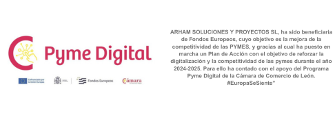 ARHAM SOLUCIONES Y PROYECTOS SL, ha sido beneficiaria de Fondos Europeos, cuyo objetivo es la mejora de la competitividad de las PYMES, y gracias al cual ha puesto en marcha un Plan de Acción con